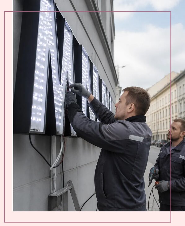 Изготовление и монтаж светодиодных LED вывесок в Куйбышеве